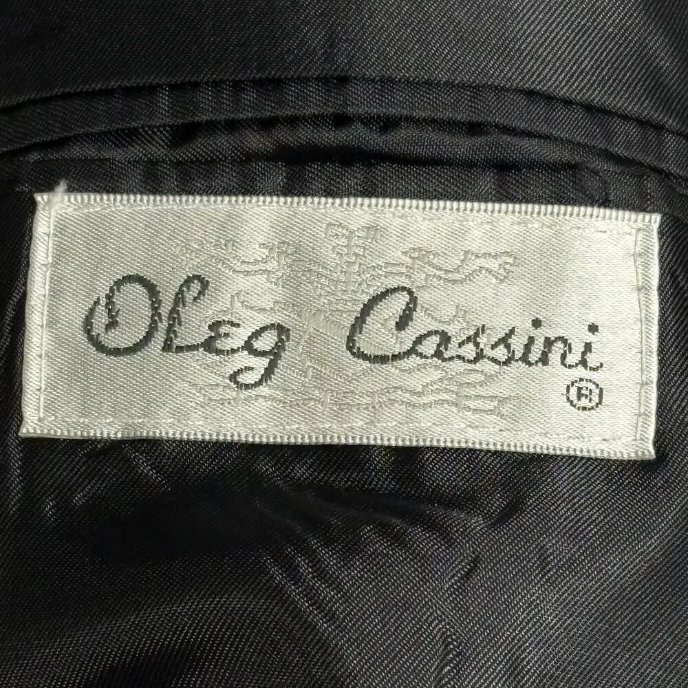 Oleg Cassini Suit Mens 42R Charcoal Pinstripe 2 Piece Wool Cashmere Jacket Pants